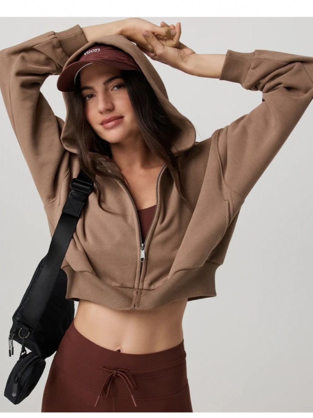vuori Restore Mini Full Zip Hoodie Nutmeg Size XXS